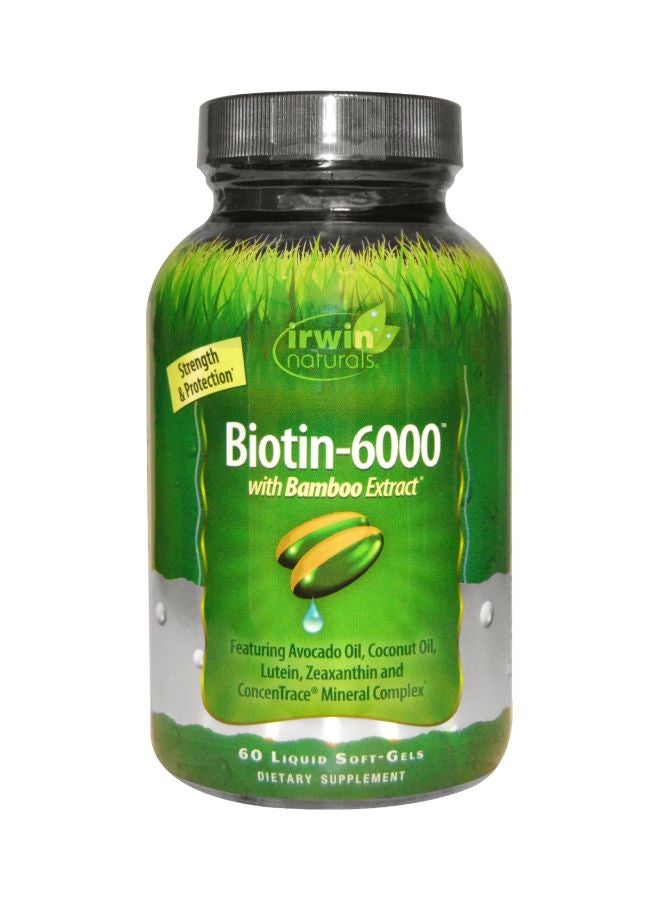 Biotin-6000 Dietary Supplement - 60 Liquid Soft-Gels