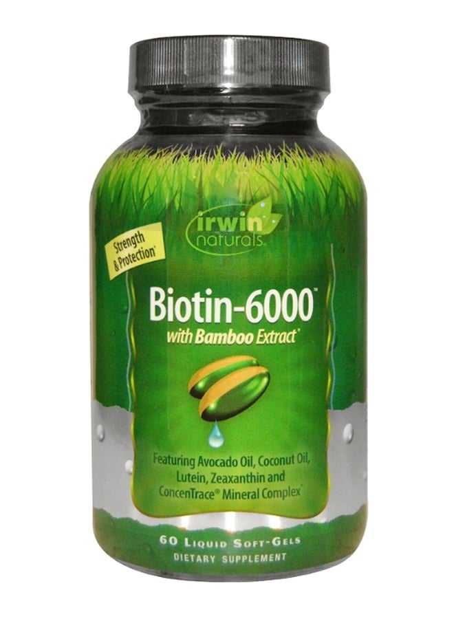 Biotin-6000 With Bamboo Extract Dietary Supplement - 60 Liquid Softgels