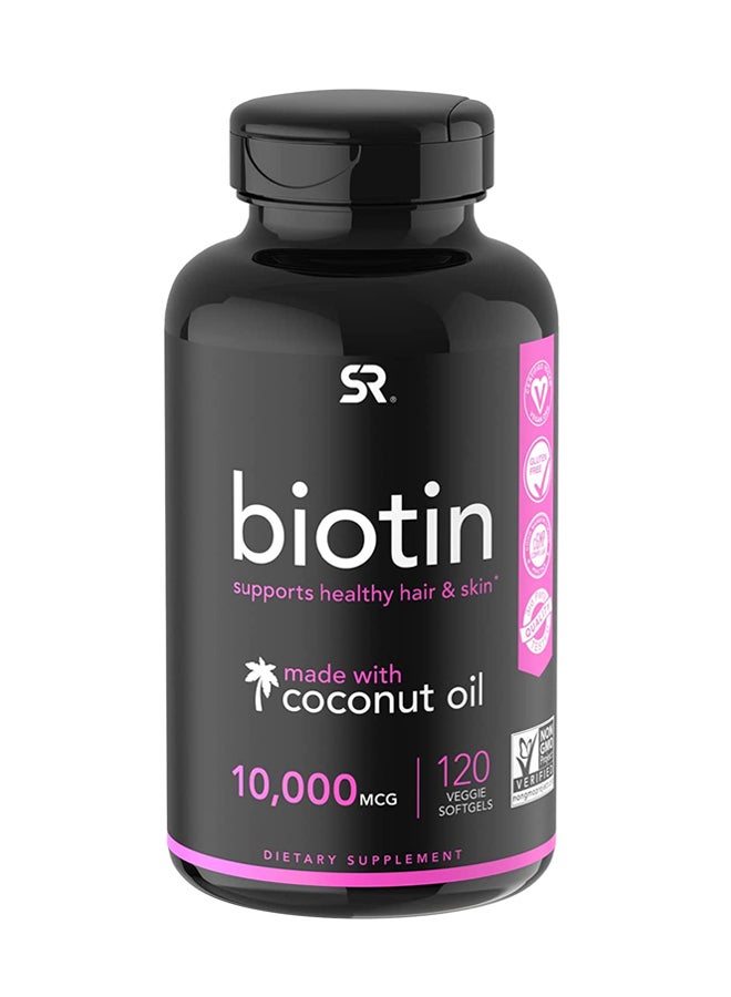 Biotin With Coconut Oil - 120 Softgels 10,000 mcg