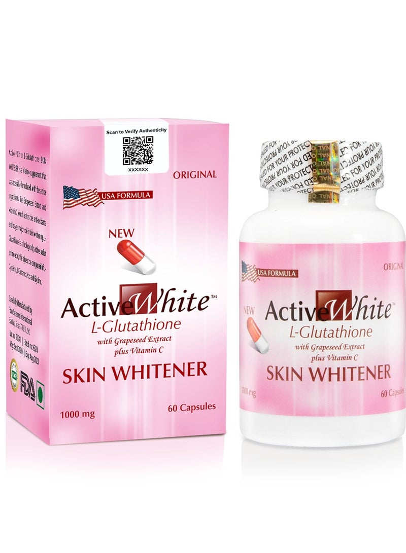 ACTIVE WHITE GLUTATHIONE – SKIN WHITENING PILLS 60 CAPSULES
