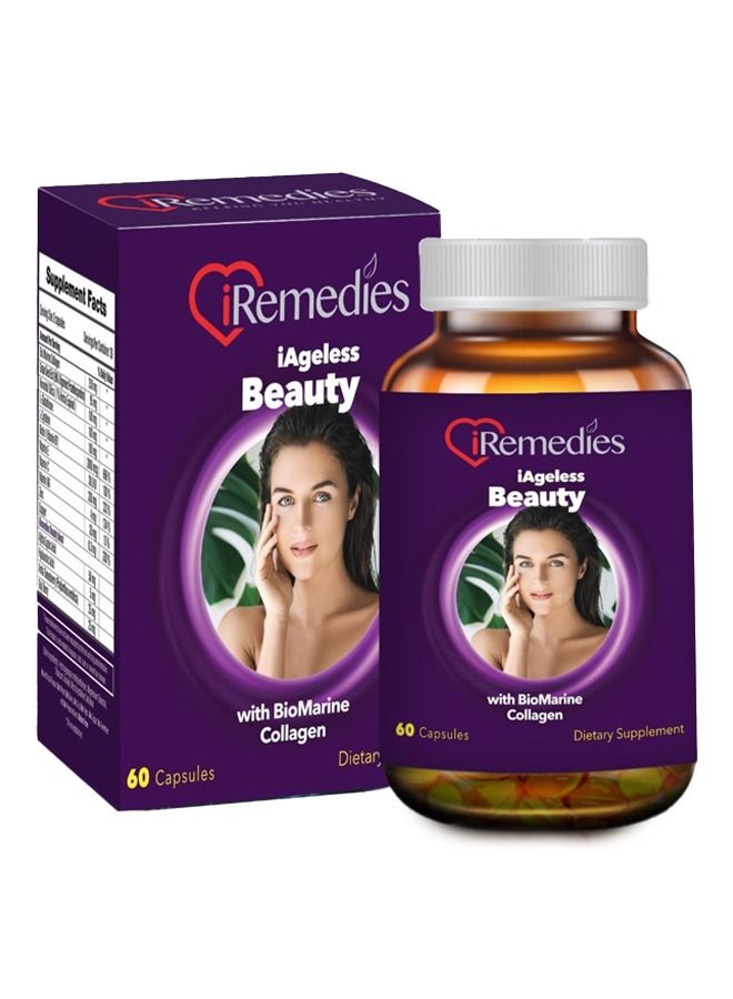 iRemedies iAgeless Beauty – Anti-Aging Supplement for Skin, Hair, and Nail Health with Collagen and Antioxidants – 60 Capsules