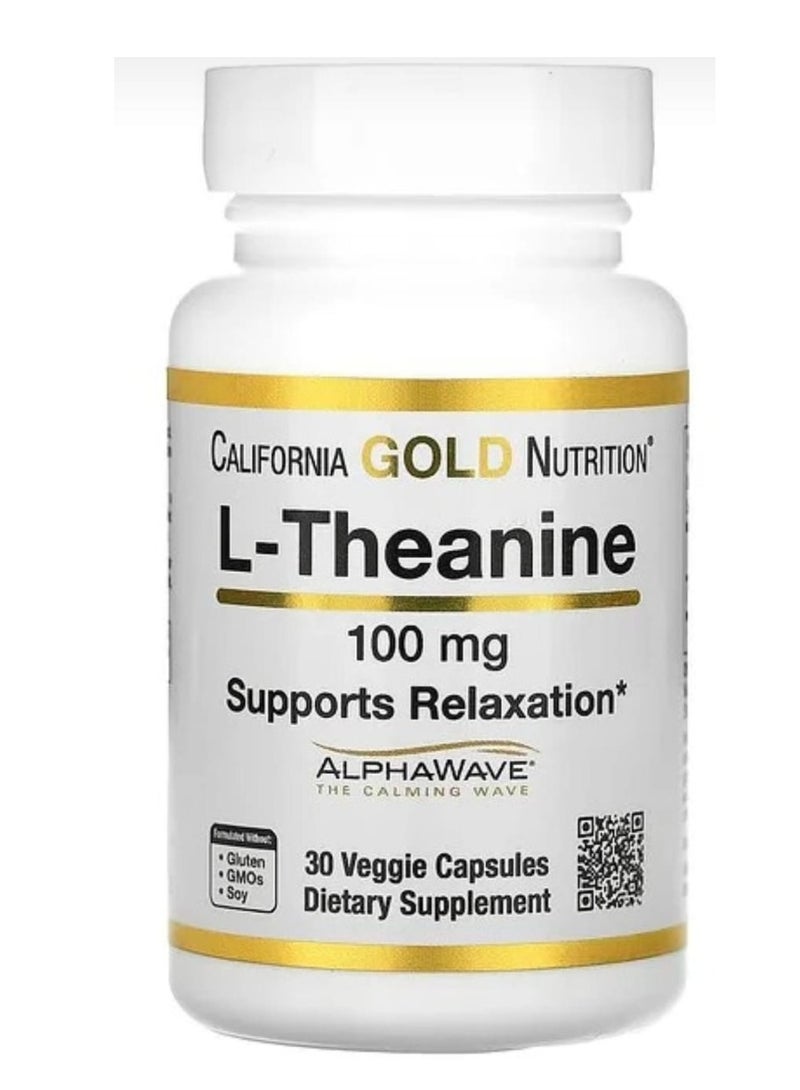 California Gold Nutrition L-Theanine Alpha Wave100 mg 30 Veggie Caps