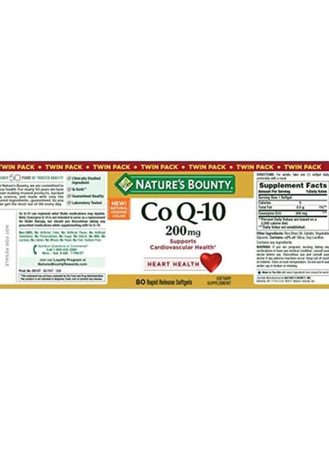 2-Piece Co Q-10 200mg Dietary Supplement - 160 Softgels