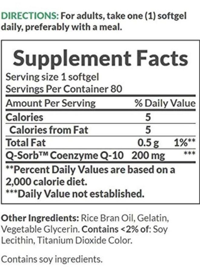 2-Piece Co Q-10 200mg Dietary Supplement - 160 Softgels