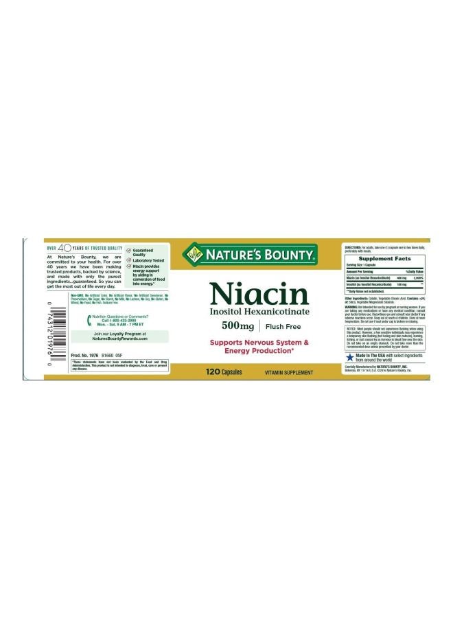 Niacin Dietary Supplement - 120 Capsules
