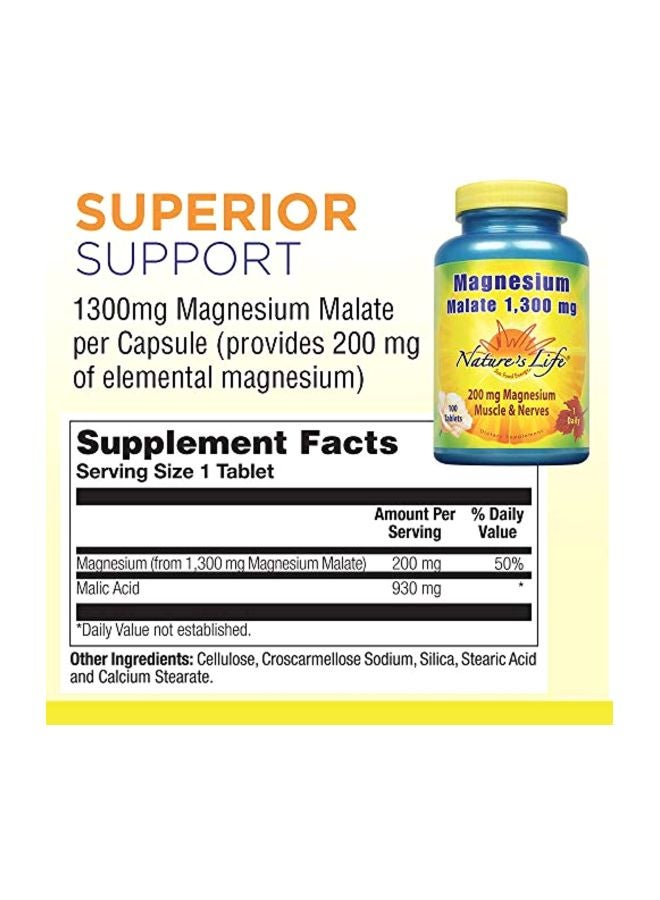 Magnesium Malate Muscles And Nerves Suplement - 100 Tablets