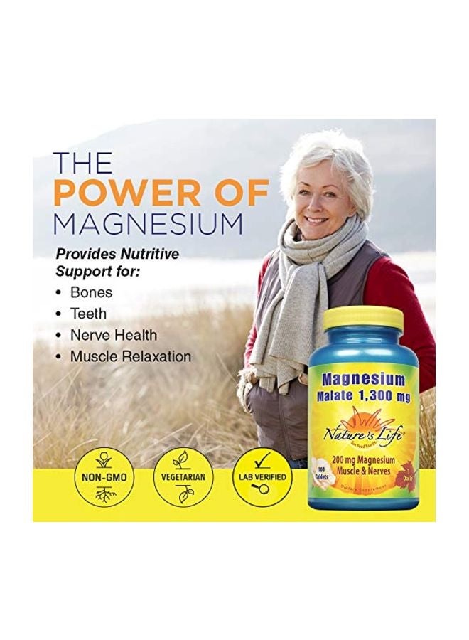 Magnesium Malate Muscles And Nerves Suplement - 100 Tablets