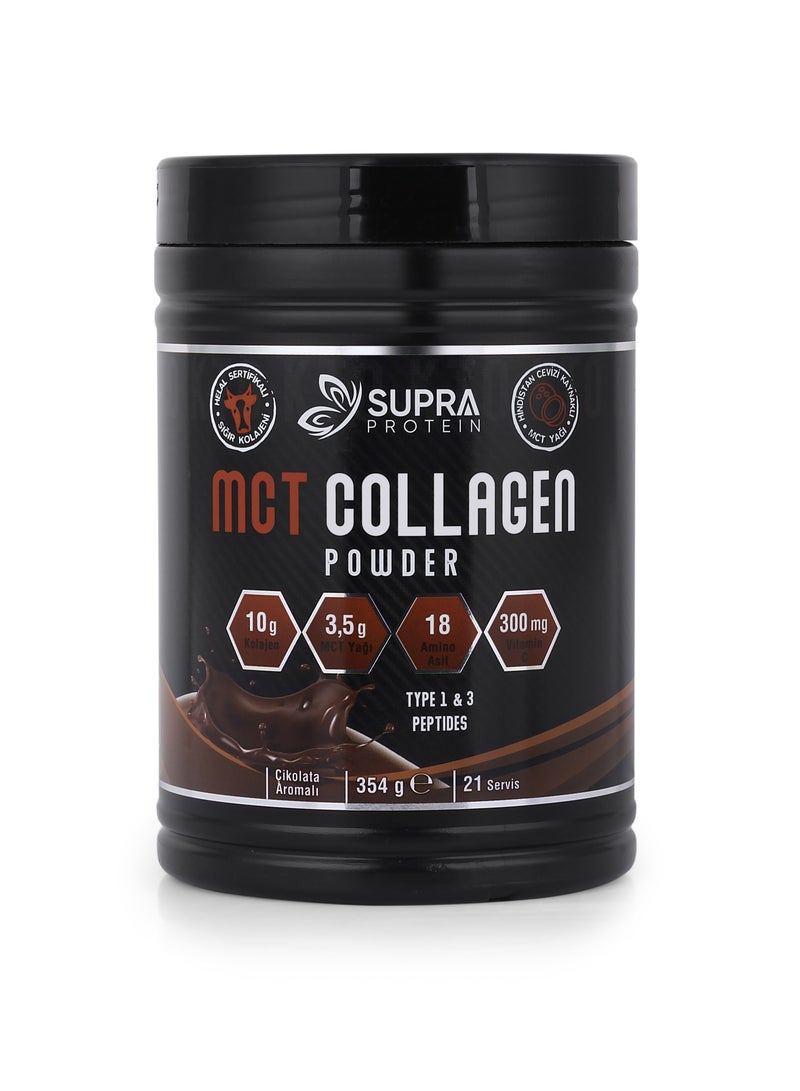 MCT Collagen Powder Chocolate Flavored with Collagen Peptides Types 1 & 3 for Skin, Hair, Bone & Joints + Supports Ketosis and Weight Loss Support (Halal Certified)- Quick Source of Energy