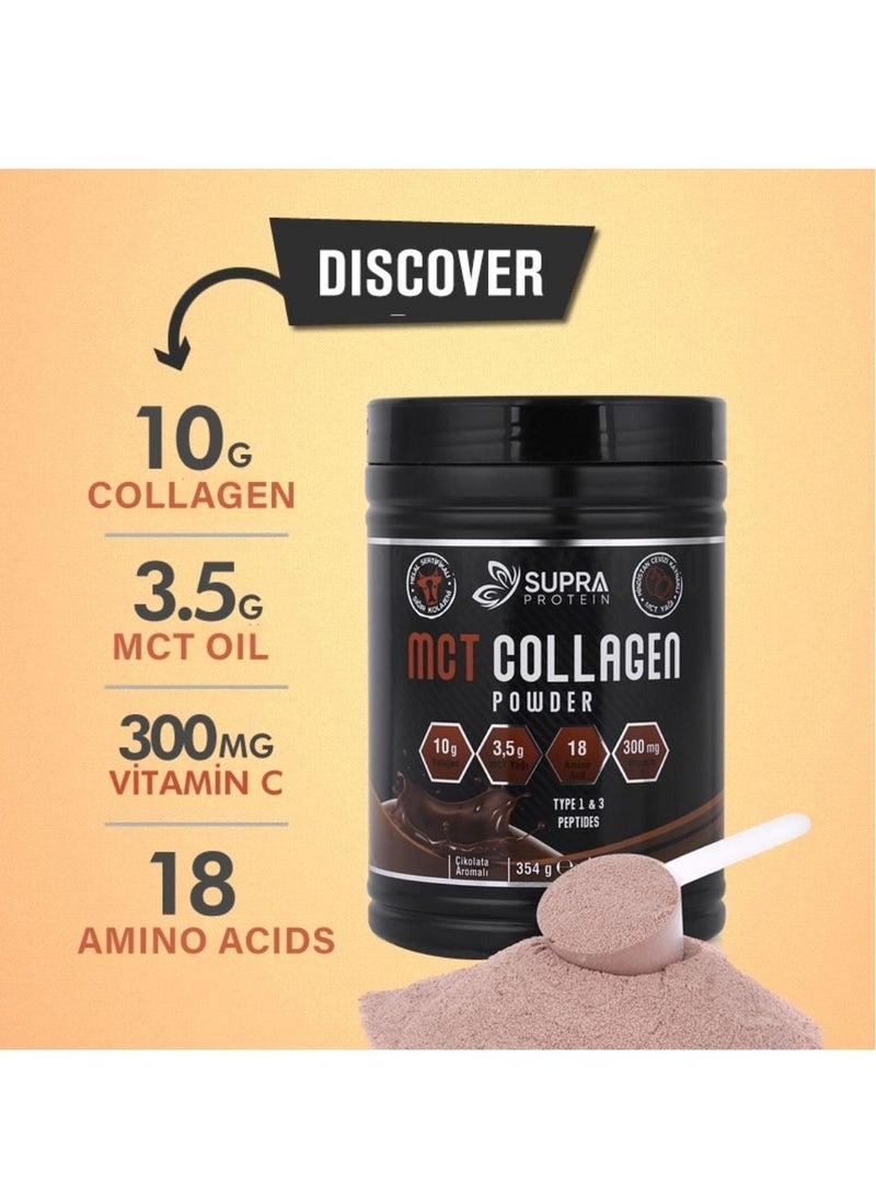 MCT Collagen Powder Chocolate Flavored with Collagen Peptides Types 1 & 3 for Skin, Hair, Bone & Joints + Supports Ketosis and Weight Loss Support (Halal Certified)- Quick Source of Energy