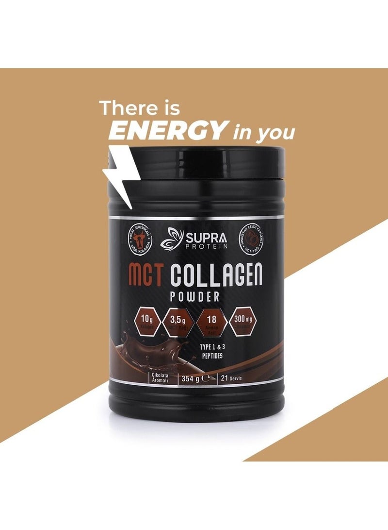 MCT Collagen Powder Chocolate Flavored with Collagen Peptides Types 1 & 3 for Skin, Hair, Bone & Joints + Supports Ketosis and Weight Loss Support (Halal Certified)- Quick Source of Energy