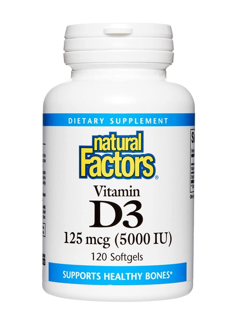 Vitamin D3, 125 mcg (5,000 IU), 120 Softgels