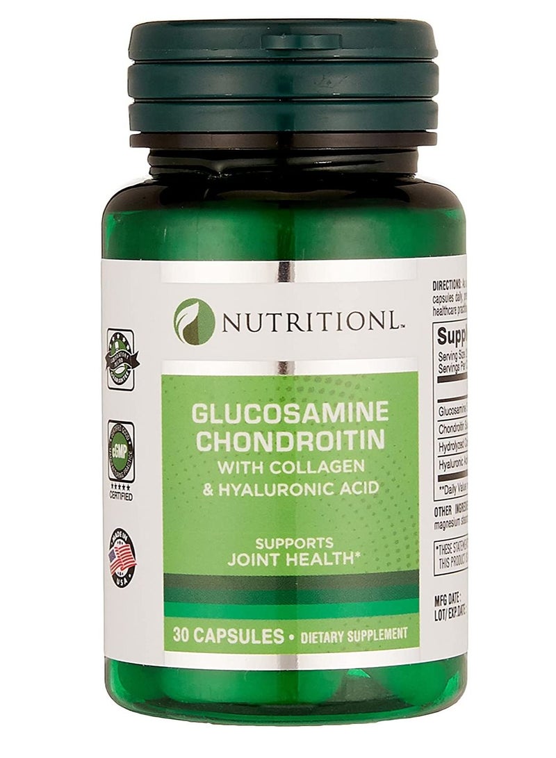 Nutritionl Glucosamine Chondroitin With Collagen & Hyaluronic Acid 30 Capsules