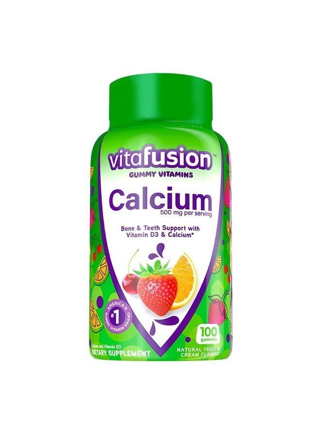 vitafusion Chewable Calcium Gummy Vitamins for Bone and Teeth Support, Fruit and Cream Flavored, America's Number 1 Gummy Vitamin Brand, 50 Day Supply, 100 Count
