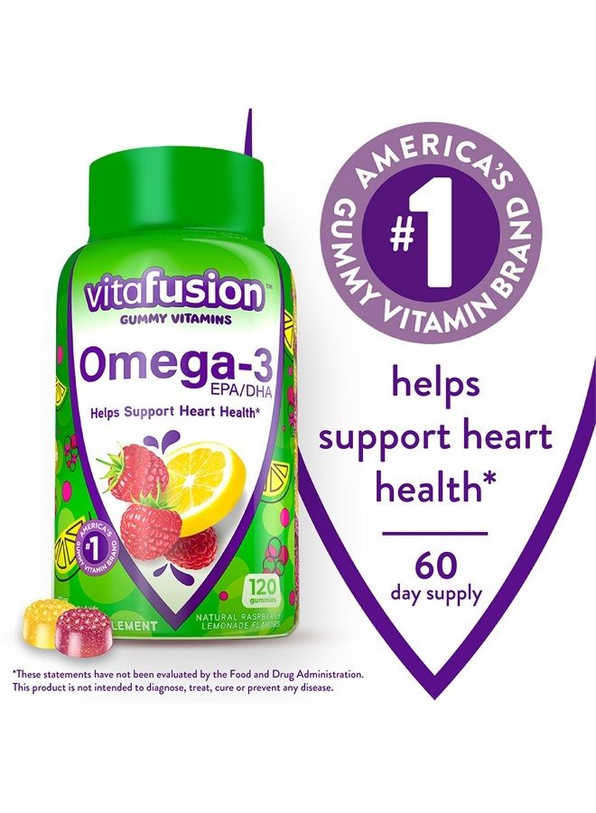 Omega-3 Gummy Vitamins, Berry Lemonade Flavored, Heart Health Vitamins(1) With Omega 3 EPA/DHA and Vitamins A, C, D and E, America's Number 1 Gummy Vitamin Brand, 60 Day Supply, 120 Count