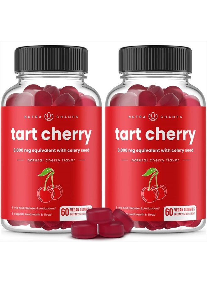 (2-Pack) 120 Tart Cherry Gummies - 3000mg Supplement with Celery Seed Extract - Vegan Tart Cherry Concentrate Gummy Vitamin