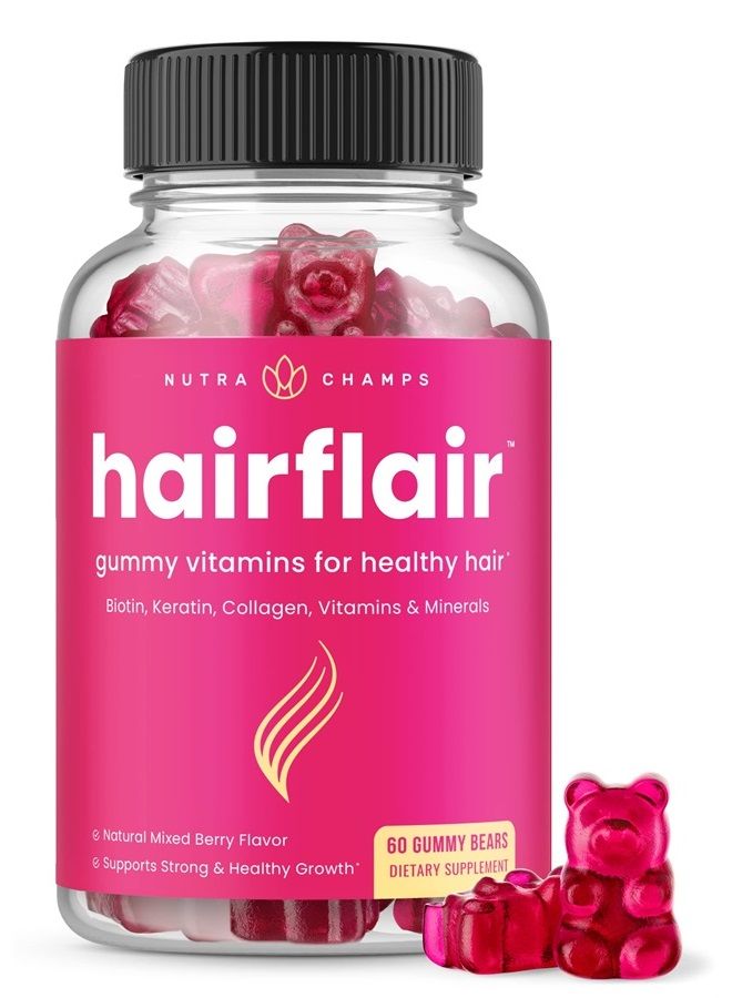 Hair Skin & Nails Gummies with Biotin | Premium Hair Growth Vitamins with Keratin & Collagen Gummies for Nail Growth | Biotin Gummies with Essential Hair & Nails Vitamins for Women & Men