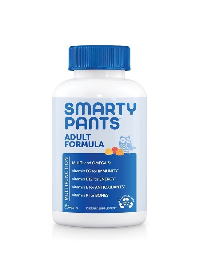 Daily Multivitamin for Men & Women: Daily Gummies for Adults with Vitamin B12, C, D3, E, & K - With Omega 3 Fish Oil (DHA/EPA), Iodine, Choline - 180 Count (30 Day Supply)