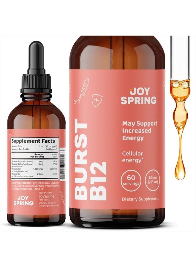 Liquid B Complex for Kids - Kids B Complex B2, B6, B12 & B5 - Vitamin B Complex Liquid May aid in Immunity & Mood - Sugar Free B Complex Vitamin Supplement for Kids & Adults - Vitamin B12 60 Servings