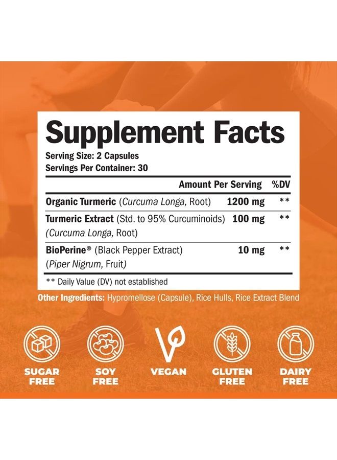 Turmeric Curcumin & Black Pepper Extract. High Absorption Joint Support Supplement with Bioperine. 95% Curcuminoids. Antioxidant Turmeric Supplement for Inflammation Balance & Immune Support. 60 Caps