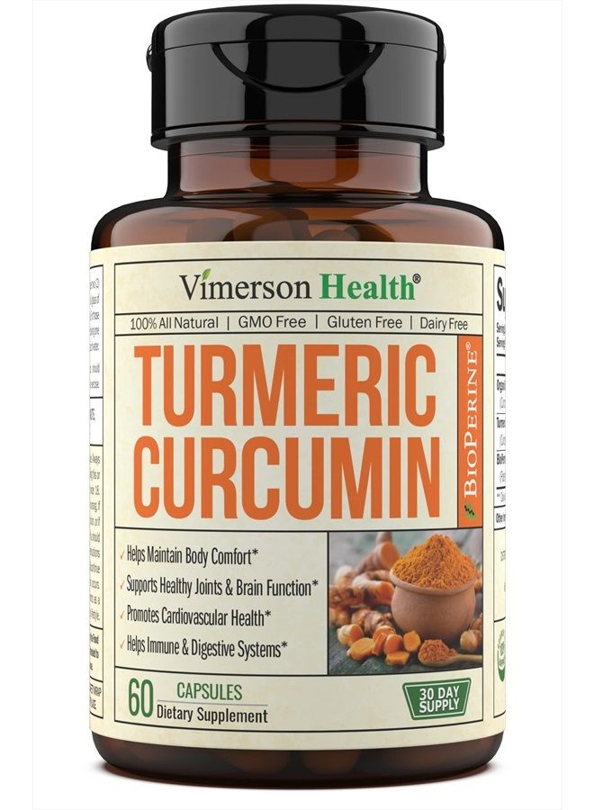 Turmeric Curcumin & Black Pepper Extract. High Absorption Joint Support Supplement with Bioperine. 95% Curcuminoids. Antioxidant Turmeric Supplement for Inflammation Balance & Immune Support. 60 Caps