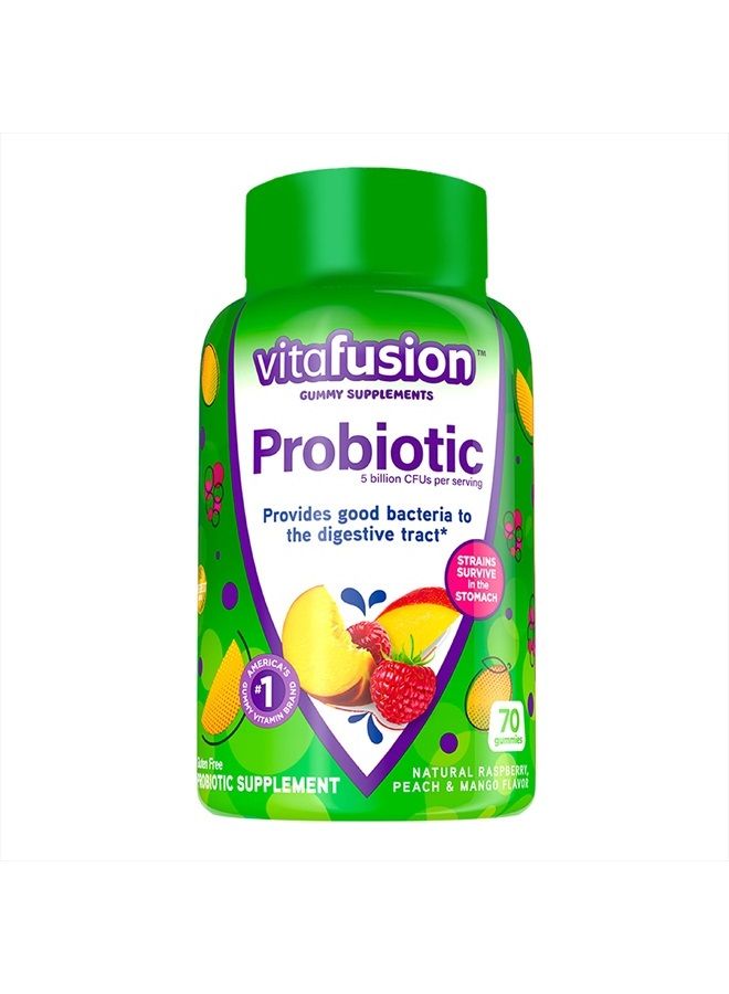 Probiotic Gummy Supplements, Raspberry, Peach and Mango Flavors, Probiotic Nutritional Supplements with 5 Billion CFUs, America's Number 1 Gummy Vitamin Brand, 35 Day Supply, 70 Count