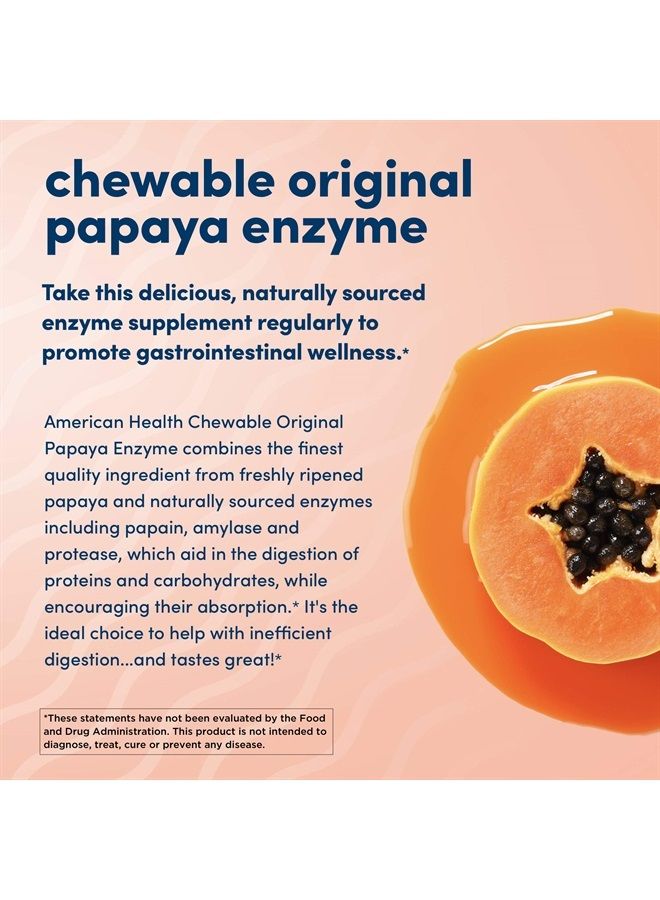 Original Papaya Digestive Enzyme Chewable Tablets - Promotes Nutrient Absorption and Helps Digestion - 600 Count (200 Total Servings)