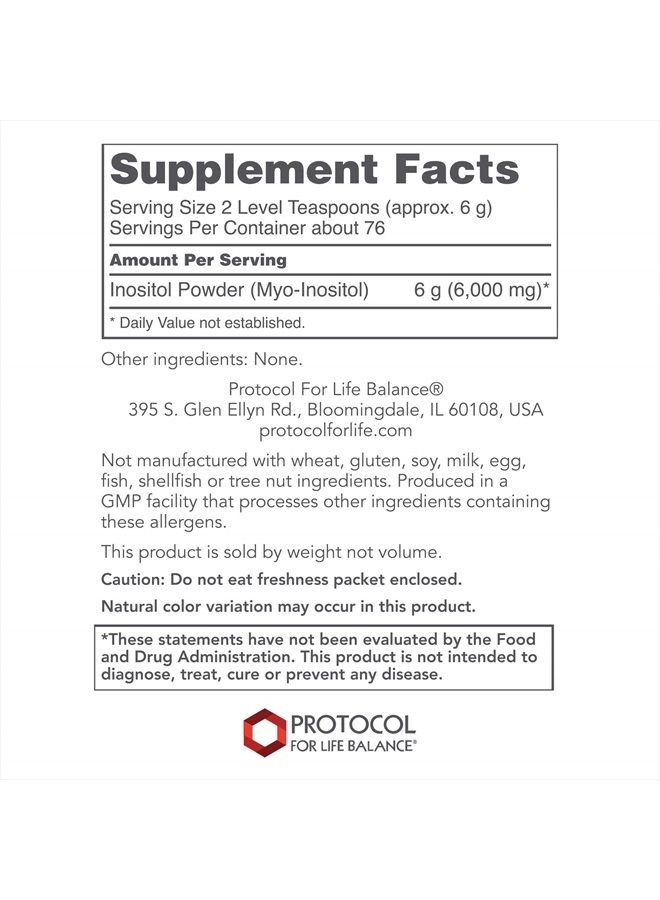 Protocol for Life Balance - Myo-Inositol Powder - 1 LB (454 g)