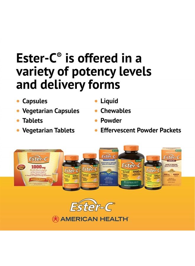 EsterC with Bioflavonoids Vegetarian Capsules 24Hour Immune Support Gentle On Stomach NonAcidic Vitamin C NonGMO GlutenFree Vegan 500 mg 120 Servings, Citrus, 240 Count