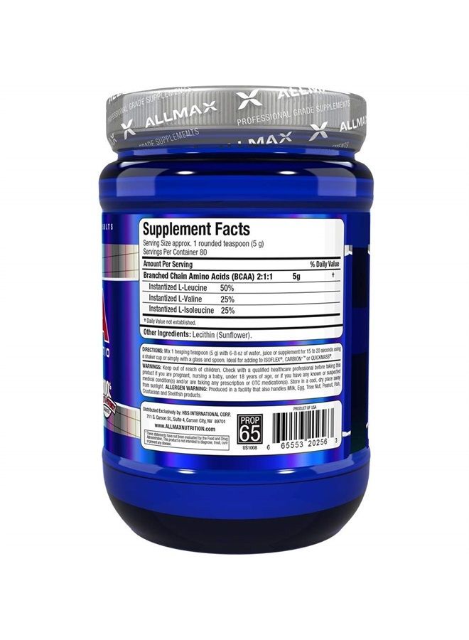 BCAA, Instantized 2:1:1 Ratio, Unflavored Powder, 400 g, ALLMAX Nutrition