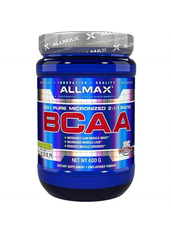 BCAA, Instantized 2:1:1 Ratio, Unflavored Powder, 400 g, ALLMAX Nutrition