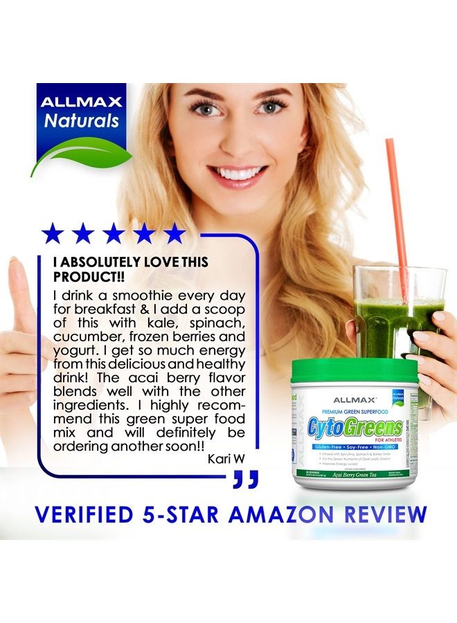 Cytogreens Super Greens Powder, Infused with Spirulina, Spinach & Barley Grass, Supports Immune Health and Digestive Function, Vegan Friendly, 125 Grams