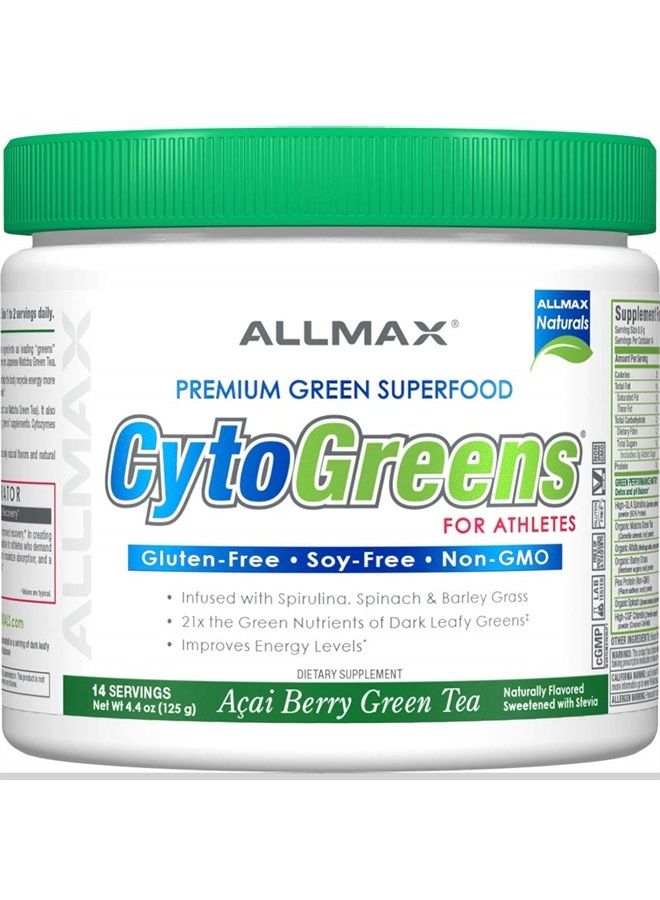 Cytogreens Super Greens Powder, Infused with Spirulina, Spinach & Barley Grass, Supports Immune Health and Digestive Function, Vegan Friendly, 125 Grams
