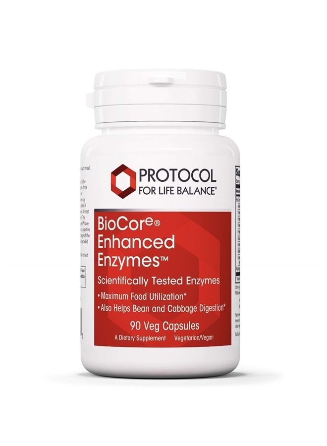 Protocol BioCore Enhanced Enzymes - Digestive Enzymes - Maximum Food Utilization - 90 Veg Caps