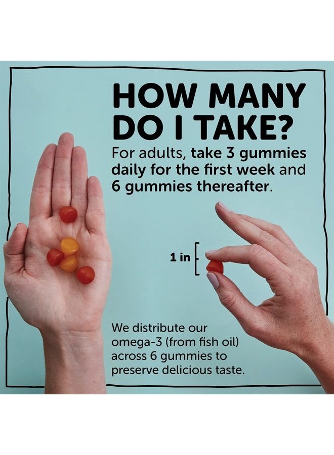 Daily Gummy Multivitamin Adult w/ Fiber: Fiber for Digestive Support, Vitamin C, D3, & Zinc for Immunity, Omega 3 Fish Oil, Vitamin B6, E, B12, 180 count (30 Day Supply)