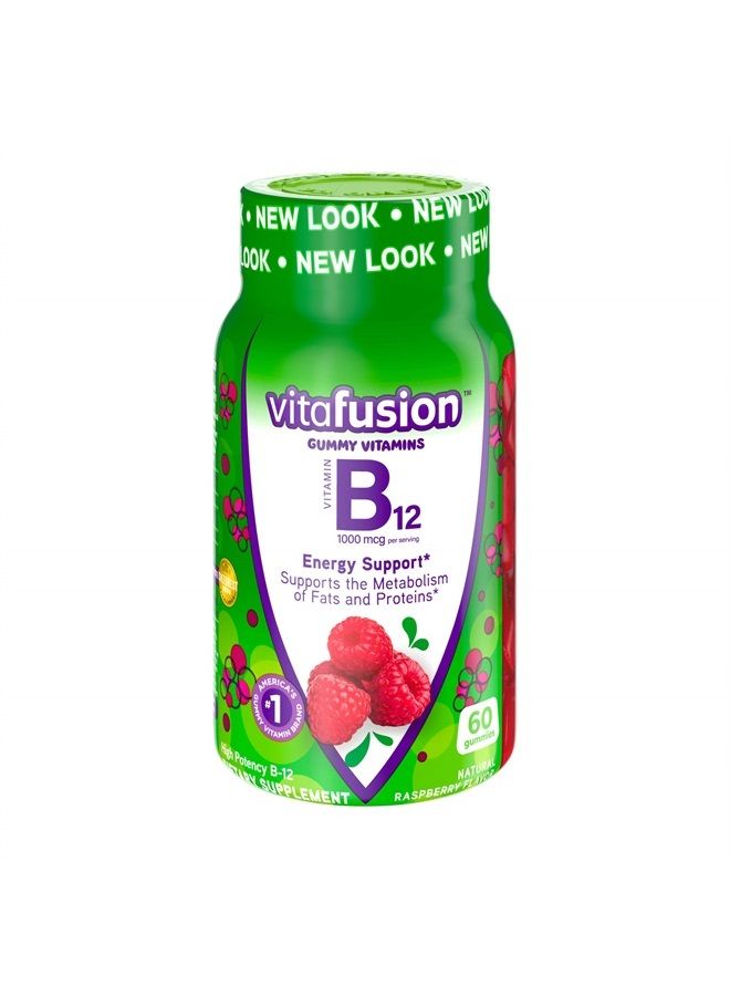 B12 Gummy Vitamins, Delicious Raspberry Flavor, 60ct (30 Day Supply)