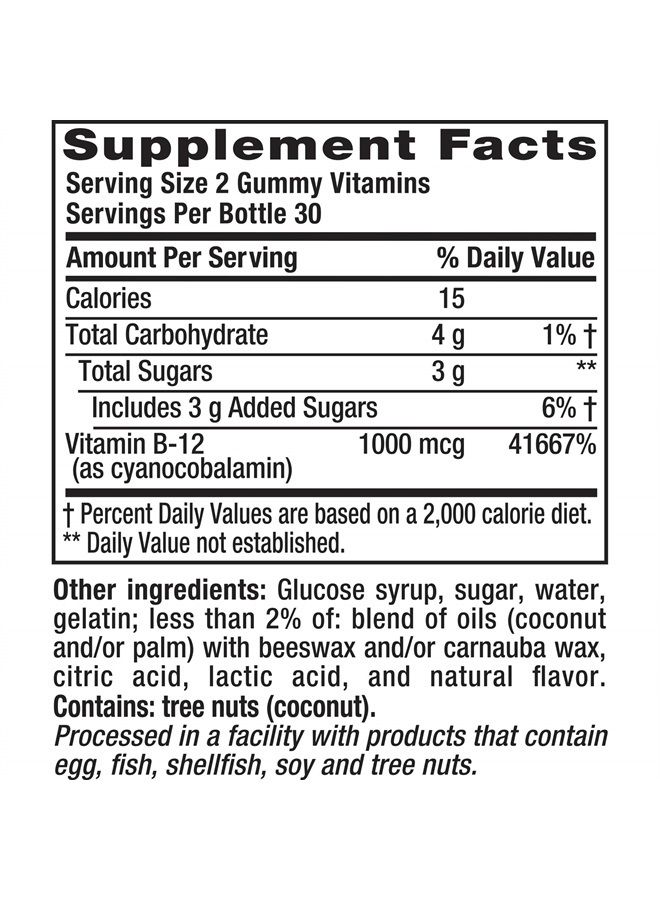 B12 Gummy Vitamins, Delicious Raspberry Flavor, 60ct (30 Day Supply)
