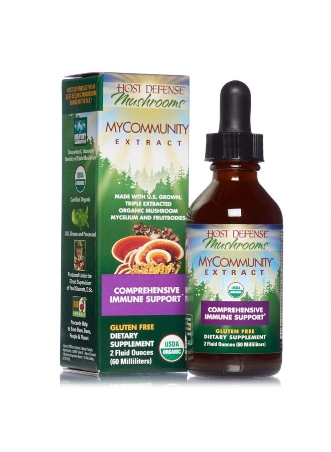 , MyCommunity Extract, Advanced Immune Support, Mushroom Supplement with Lion's Mane and Reishi, Plain, 2 fl oz