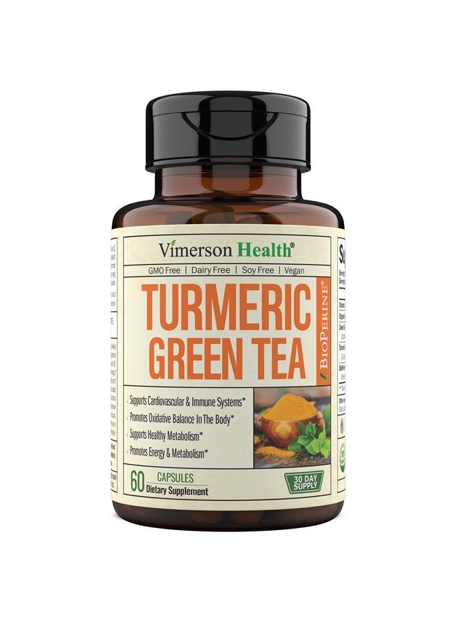 Green Tea Extract with Turmeric Curcumin, Black Pepper & Vitamin C - Vegan Immune Support Supplement with Organic Tumeric & BioPerine - Aids Metabolism, Stamina, Energy, Joint & Cardiovascular Health