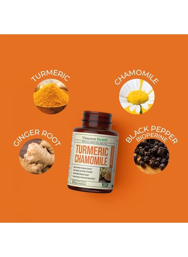 Turmeric Curcumin with Black Pepper, Chamomile & Ginger. Vegan Sleep Aid Supplement with Organic Tumeric, Cinnamon & BioPerine. 95% Curcuminoids. Promotes Healthy Sleep, Relaxation, Mood & Digestion