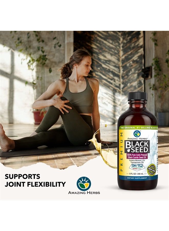 Premium Black Seed Oil - Gluten Free, Non GMO, Cold Pressed Nigella Sativa Aids in Digestive Health, Immune Support, Brain Function - 8 Fl Oz (Pack of 2)