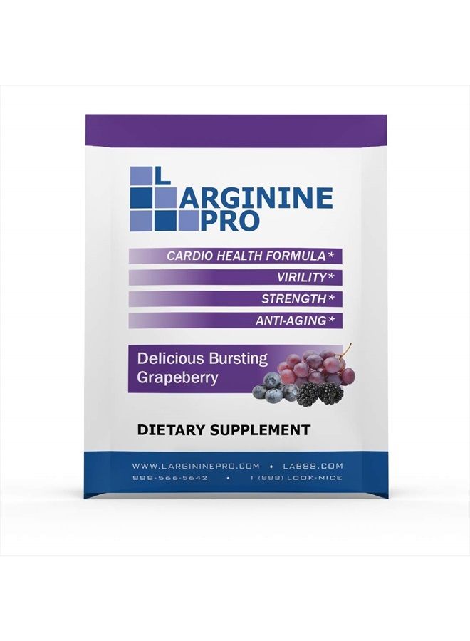 Supplement ON-The-GO Single Serve Travel Packets - 5,500mg of L-arginine Plus 1,100mg L-Citrulline (1 Bag (30 Packets), Grapeberry)