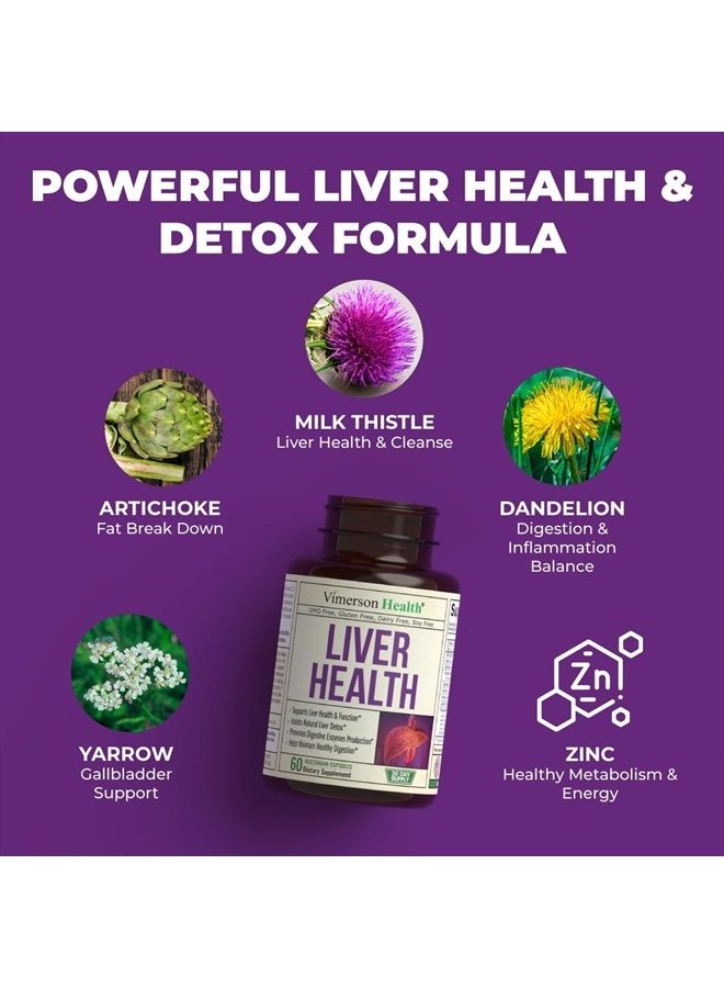 Liver Cleanse Detox & Repair - Artichoke Extract Liver Health Formula for Liver Detox & Liver Cleanse - Liver Support Supplement with Milk Thistle, Turmeric, Ginger, Dandelion, Zinc and more. 60 pills