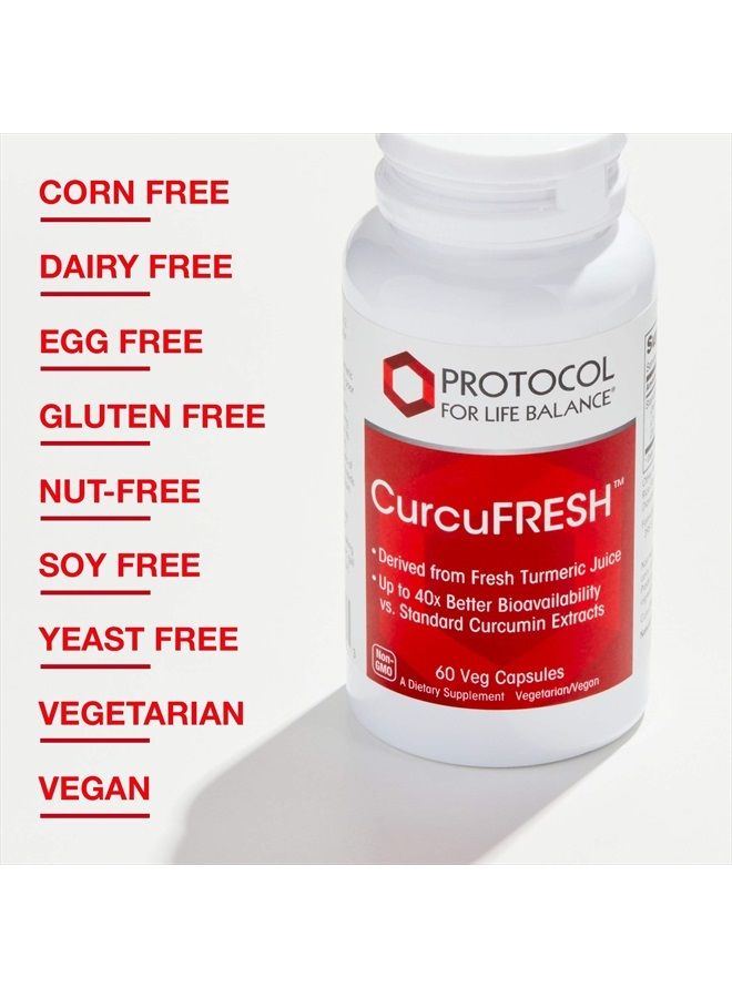 Protocol CurcuFRESH - Turmeric Curcumin 500mg - Standardized Turmeric Root Juice - 60 Veg Caps