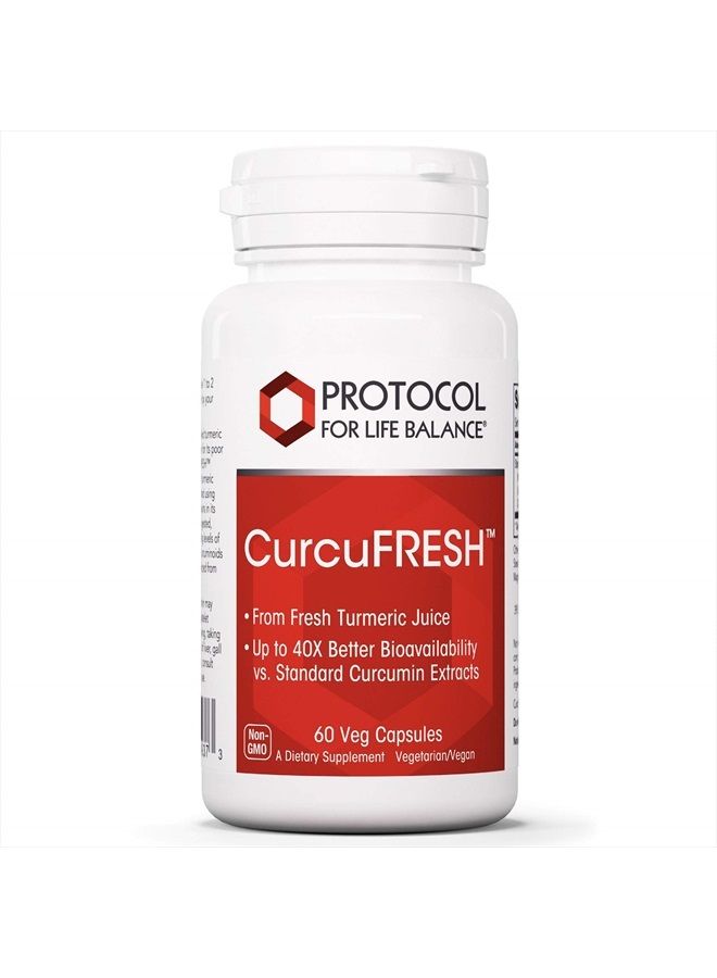 Protocol CurcuFRESH - Turmeric Curcumin 500mg - Standardized Turmeric Root Juice - 60 Veg Caps