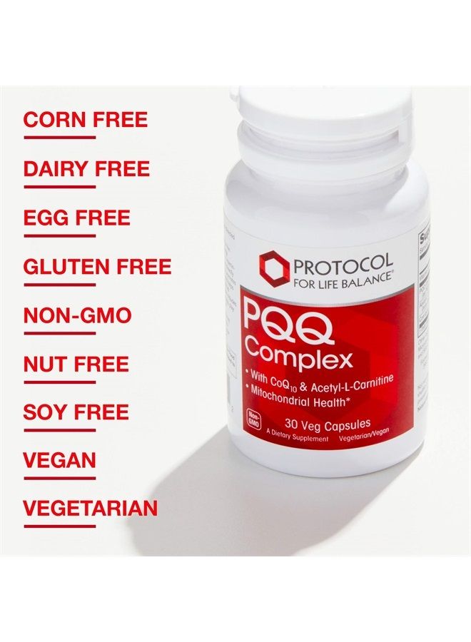 Protocol PQQ Complex - CoQ10, Acetyl-L-Carnitine, Vitamin B12 - Energy - 30 Veg Caps