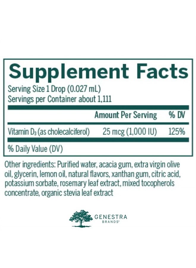 D-Mulsion 1000 | Supports Cardiovascular Health, Bones, and Immune Function* | 1 Fl Oz | Natural Lemon Flavor