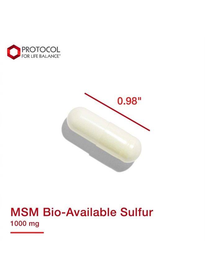 MSM Bio-Available Sulfur - Improved Absorption Formula That Promotes Healthy Cartilage and Connective Tissue - 180 Veg Capsules