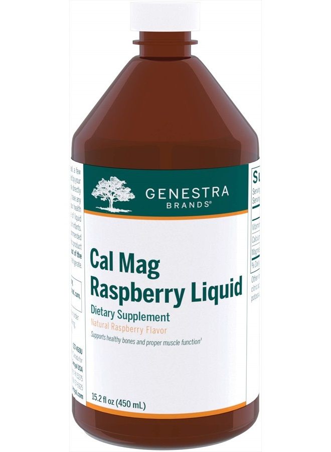Cal Mag Raspberry Liquid | Calcium and Magnesium Citrate Formula with Vitamin D | 15.2 fl. oz.