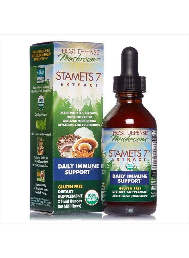 , Stamets 7 Extract, Daily Immune Support, Mushroom Supplement with Lion's Mane and Reishi, Plain, 1 fl oz