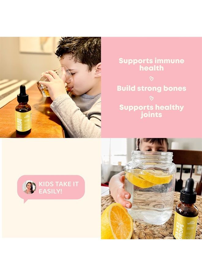 Children Vitamin D Drops - Kids Vitamin D Liquid - Vitamin D3 K2 1000iu Drops for Kids May Support Strong Bones and Healthy Immune System - Liquid Vitamin D for Kids & Children - 360 Servings